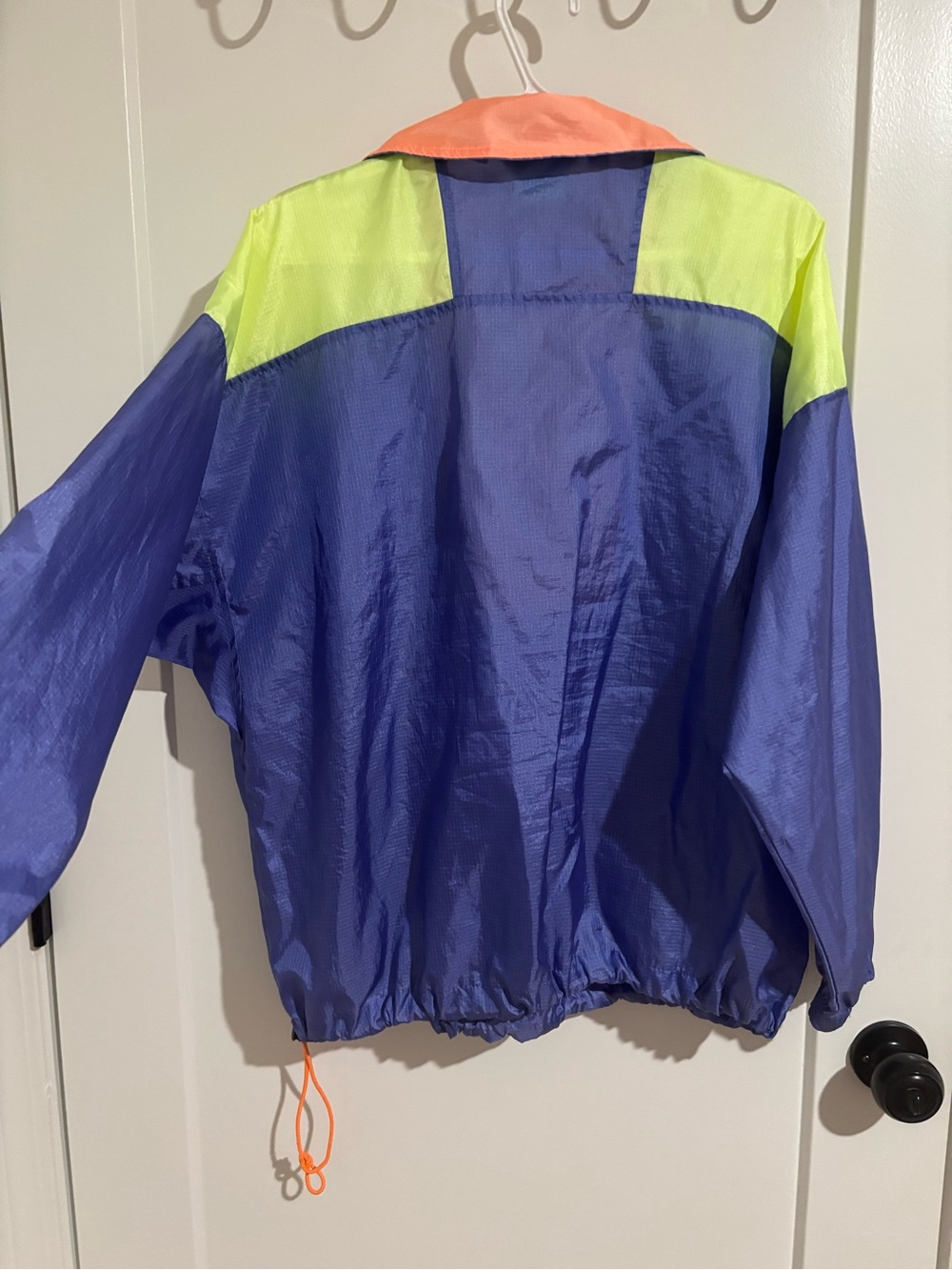 Columbia women’s 90’s vintage Windbreaker Jacket in Purple, Neon Green & Coral - Picture 2 of 8